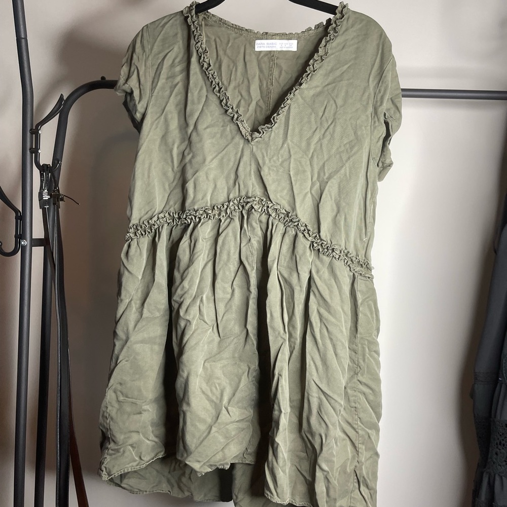 Zara Green Denim Dress